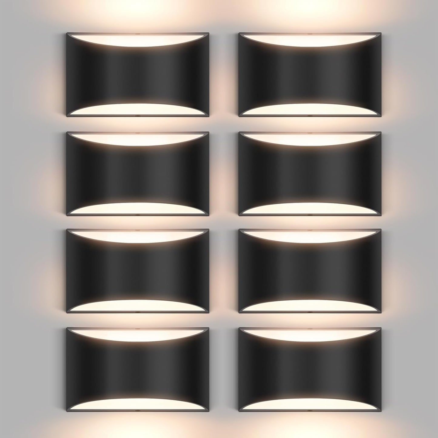 8 Pack Black Modern LED Wall Sconces, 3000K Warm White Hardwired Interior Wall Lights Up and Down Wall Mount Light for Bedroom,Living Room,Hallway(with G9 Bulbs)