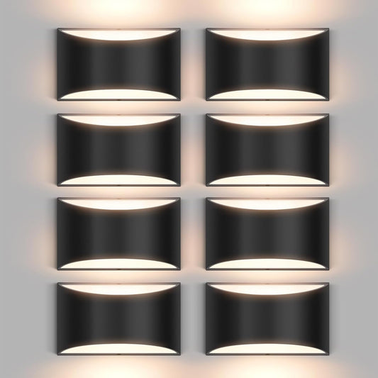 8 Pack Black Modern LED Wall Sconces, 3000K Warm White Hardwired Interior Wall Lights Up and Down Wall Mount Light for Bedroom,Living Room,Hallway(with G9 Bulbs)