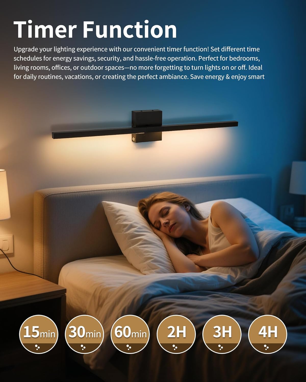 8000mAh Battery Operated Wall Sconce Set of 2, 3000K-6000K Dimmable Rechargeable Wireless Wall Sconces with Remote Control, Modern LED Wall Light with Timer Function for Living Room, 24 Inch Black