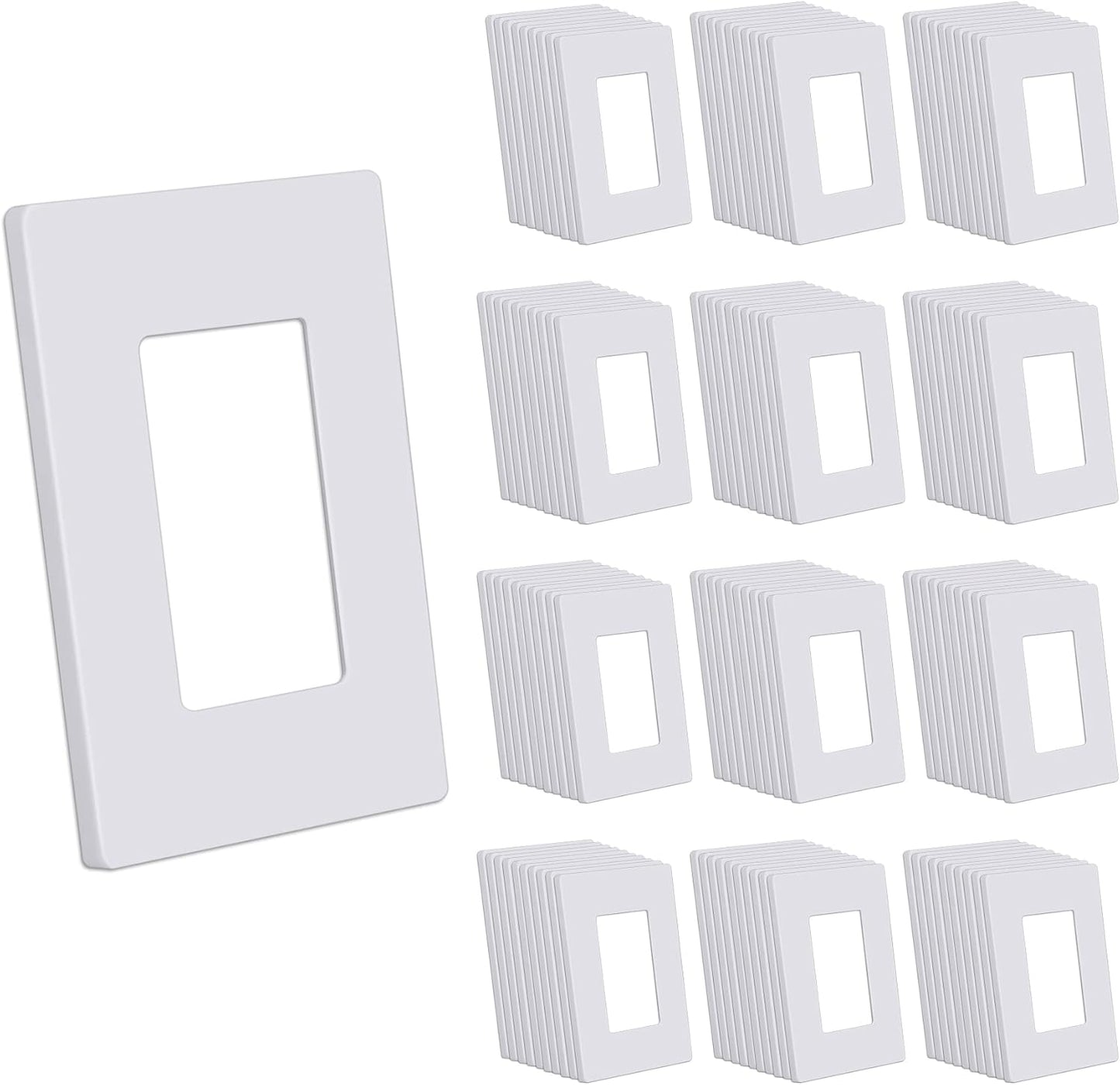 CML Screwless Wall Plates, 40 Pack Decorator Light Switch Covers, 1-Gang Decor Outlet Switch Plate, Standard Size 2.91”x4.68”, Impact Resistant, White