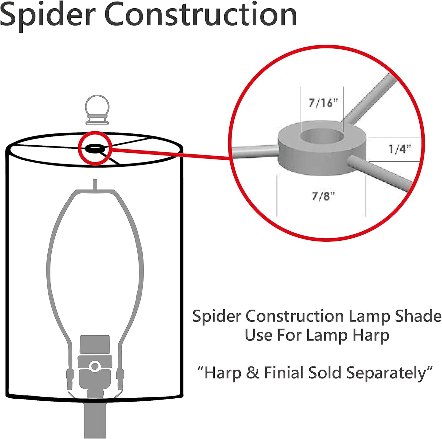 Aspen Creative 33055, Hardback Empire Transitional Spider Lamp Shade, Mushroom Pleated Pleated White, 7" Top x 13" Bottom x 10" Slant