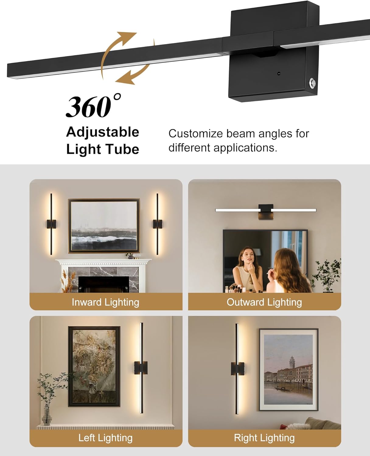 8000mAh Battery Operated Wall Sconce Set of 2, 3000K-6000K Dimmable Rechargeable Wireless Wall Sconces with Remote Control, Modern LED Wall Light with Timer Function for Living Room, 24 Inch Black